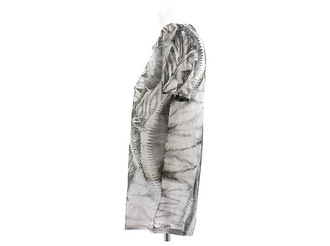 Balmain Camiseta de lino estampada Gris - vista 4