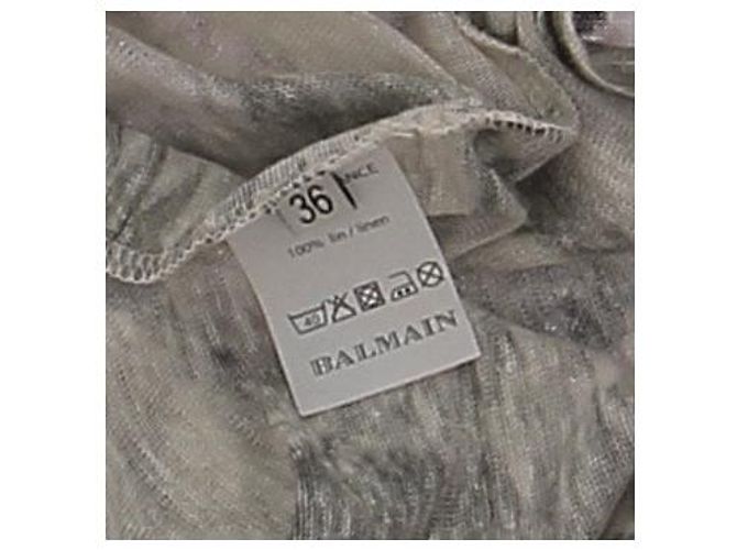 Balmain Camiseta de lino estampada Gris - vista 6