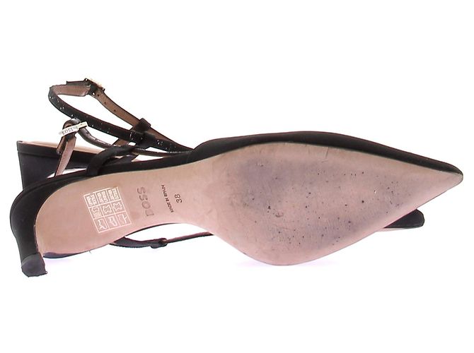 Décolleté slingback Hugo Boss in pelle nera Nero - vista 7