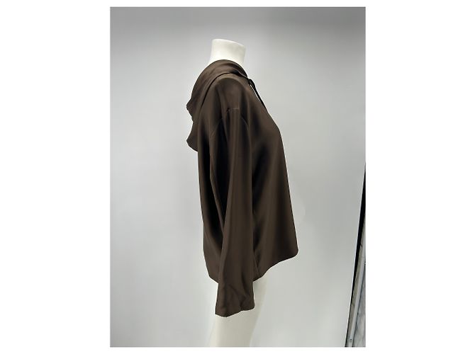 Autre Marque Top de seda con capucha marrón "Nuka" Castaño - vista 3