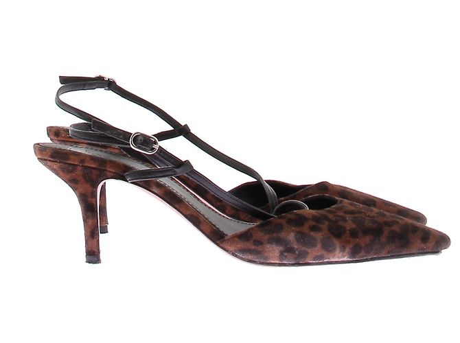 Décolleté slingback leopardate Ba&Sh marroni in pelle Marrone - vista 2