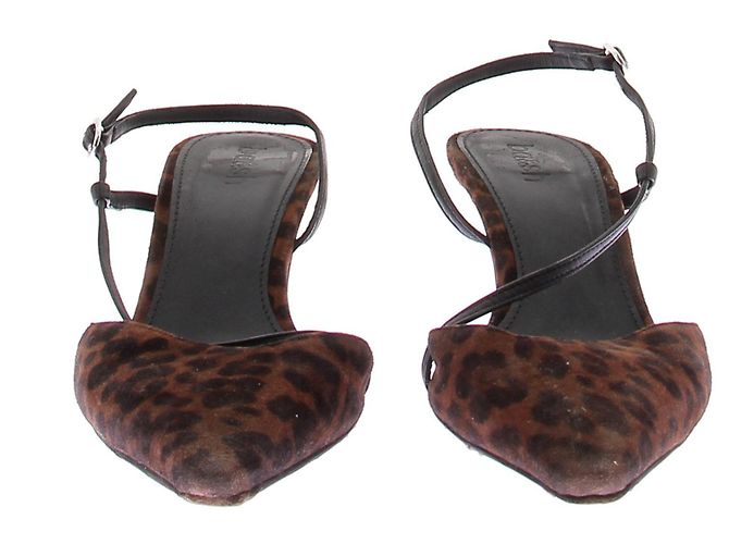 Décolleté slingback leopardate Ba&Sh marroni in pelle Marrone - vista 4