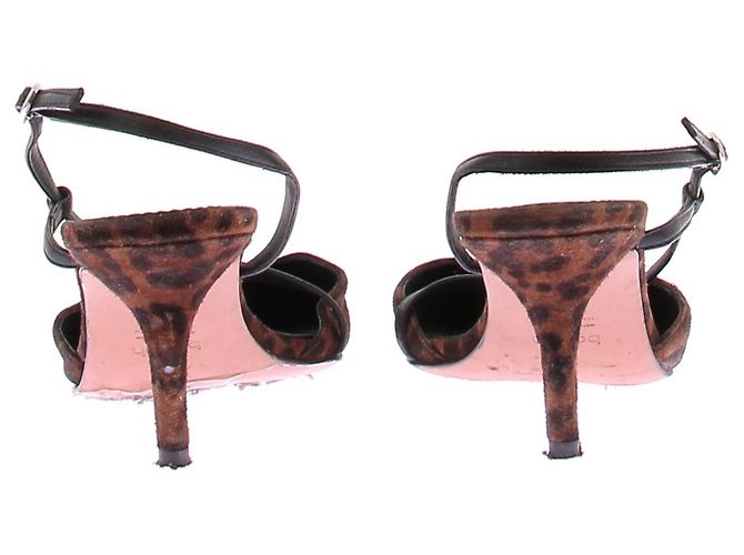 Décolleté slingback leopardate Ba&Sh marroni in pelle Marrone - vista 5