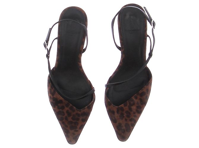 Décolleté slingback leopardate Ba&Sh marroni in pelle Marrone - vista 6