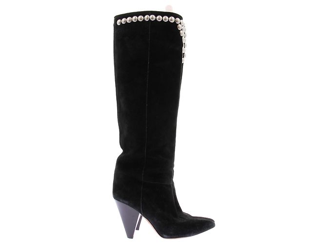 Isabel Marant Stivali in camoscio nero con borchie - vista 2