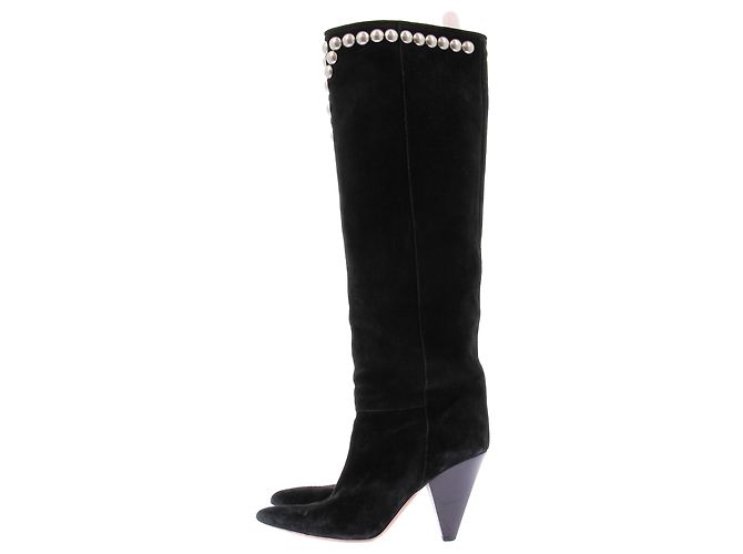 Isabel Marant Stivali in camoscio nero con borchie - vista 3