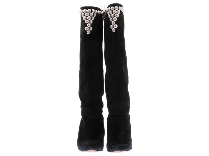 Isabel Marant Stivali in camoscio nero con borchie - vista 4