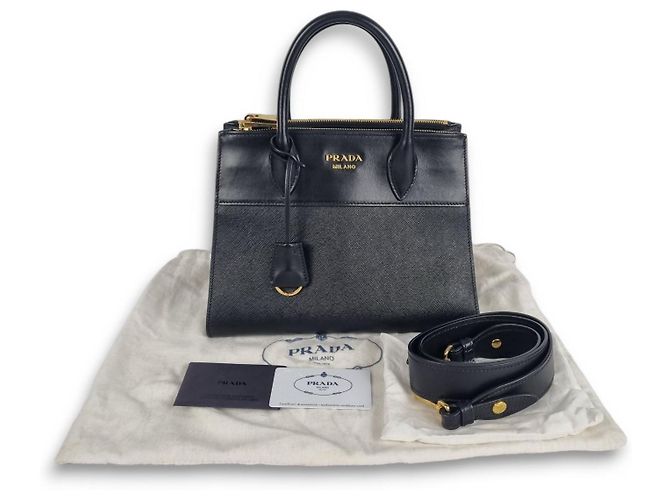 Prada Borsa Tote e a Spalla Saffiano City Nero - vista 10