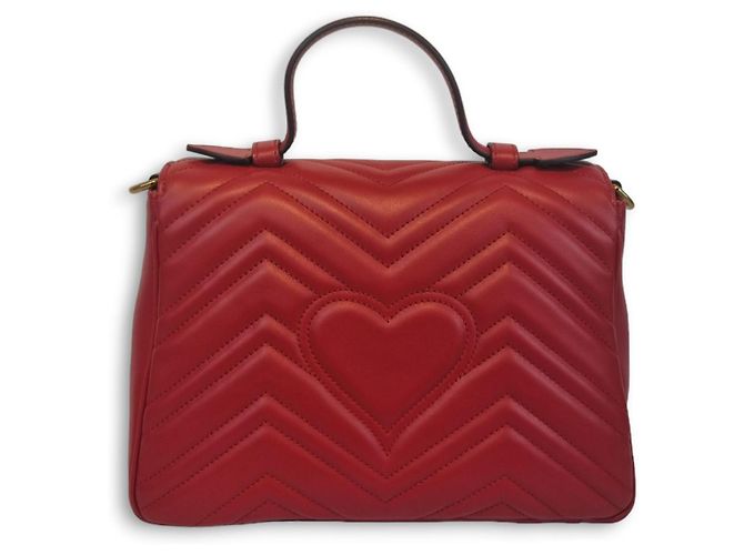 Gucci Borsa a Spalla GG Marmont Matelassé con Manico Superiore Rosso - vista 2
