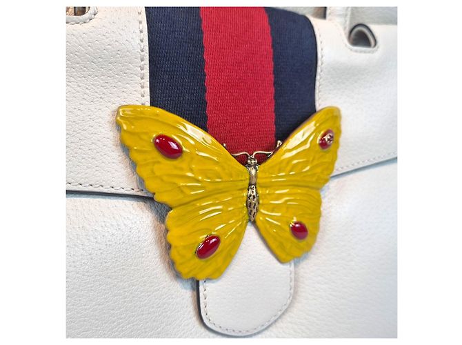 Gucci Borsa Tote Media con Manico Superiore Farfalla Bianco - vista 6