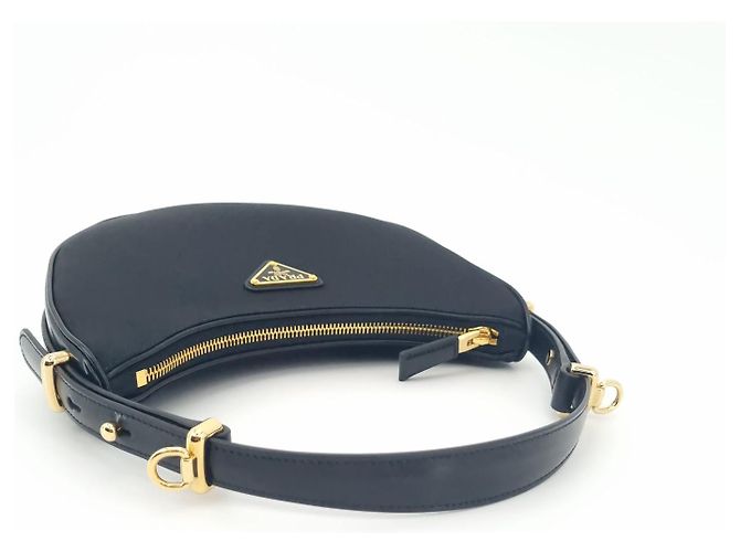 Prada Borsa a Spalla in Re-Nylon e Pelle Spazzolata Arca Nero - vista 4