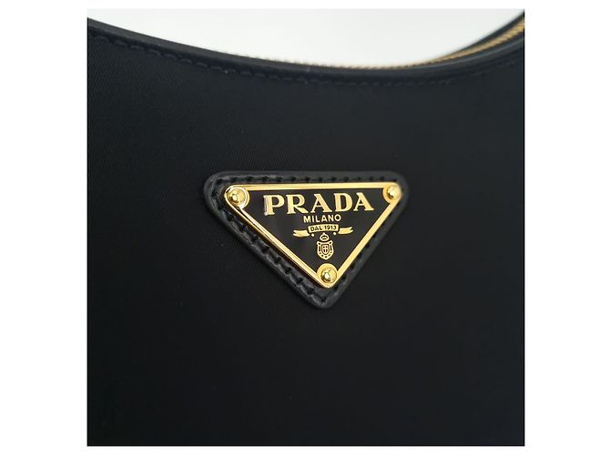 Prada Borsa a Spalla in Re-Nylon e Pelle Spazzolata Arca Nero - vista 6