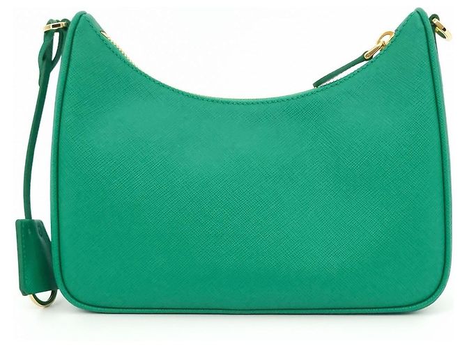 Prada Borsa hobo in tessuto Saffiano Lux con catena Verde - vista 2