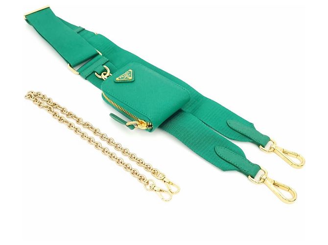 Prada Borsa hobo in tessuto Saffiano Lux con catena Verde - vista 7
