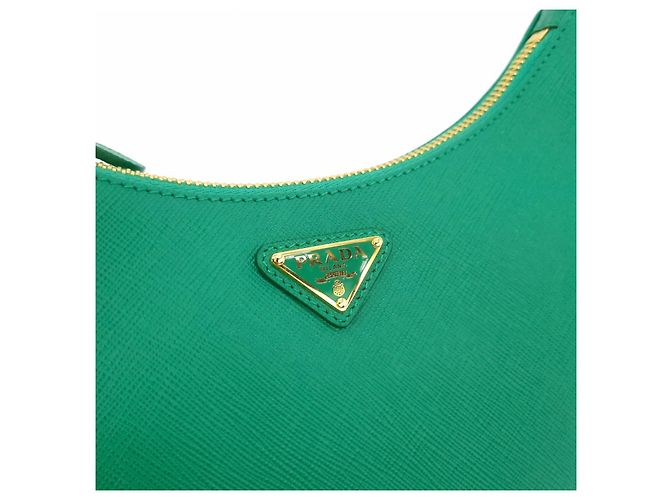 Prada Borsa hobo in tessuto Saffiano Lux con catena Verde - vista 8