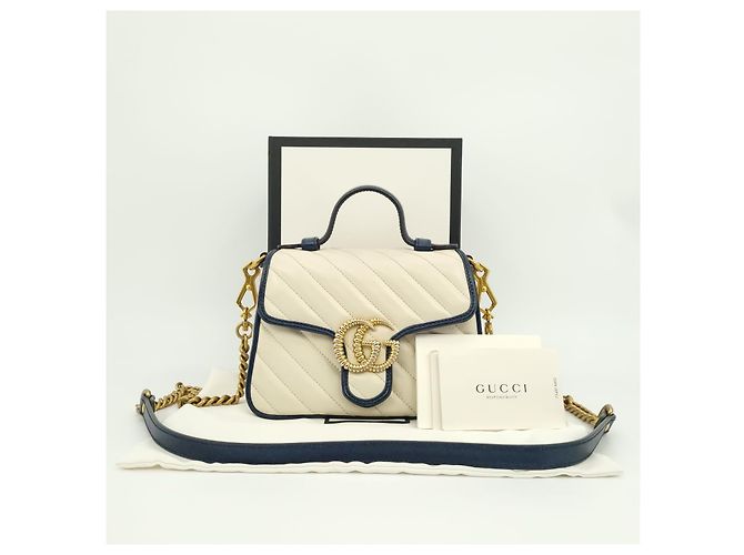 Gucci Borsa a spalla mini GG Marmont con manico superiore Bianco - vista 10