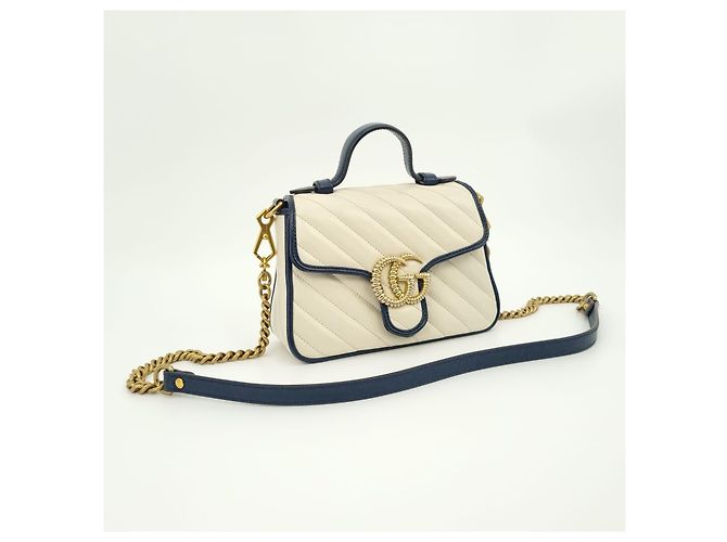 Gucci Borsa a spalla mini GG Marmont con manico superiore Bianco - vista 3