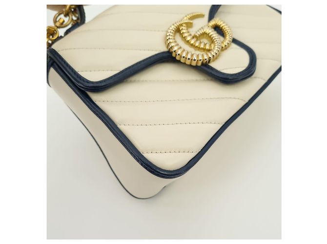 Gucci Borsa a spalla mini GG Marmont con manico superiore Bianco - vista 4
