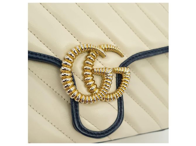 Gucci Borsa a spalla mini GG Marmont con manico superiore Bianco - vista 6