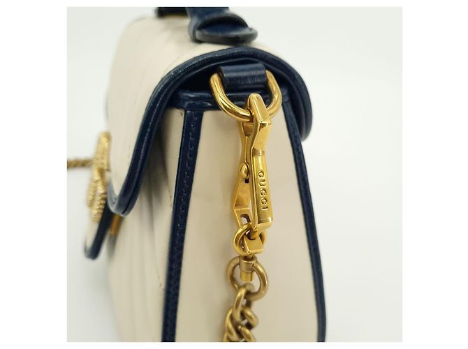 Gucci Borsa a spalla mini GG Marmont con manico superiore Bianco - vista 7