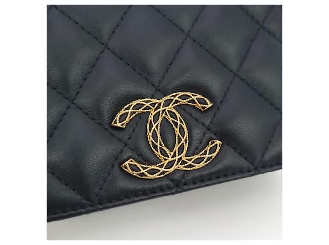 Chanel Borsa a tracolla mini con patta e catena Nero - vista 3