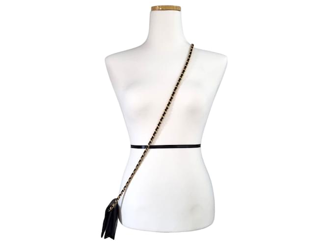 Chanel Borsa a tracolla mini con patta e catena Nero - vista 8