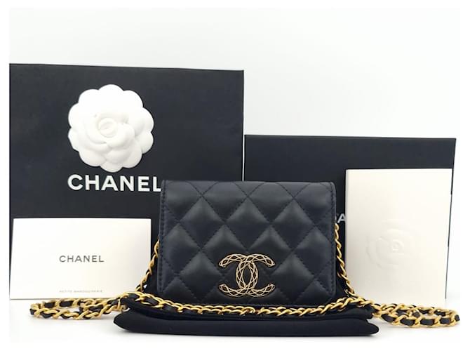 Chanel Borsa a tracolla mini con patta e catena Nero - vista 9