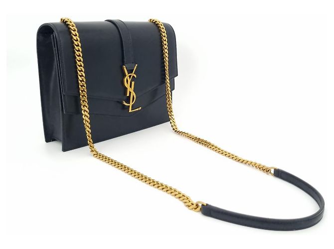Saint Laurent Borsa a Spalla Shylpis Medium Chain Nero - vista 3