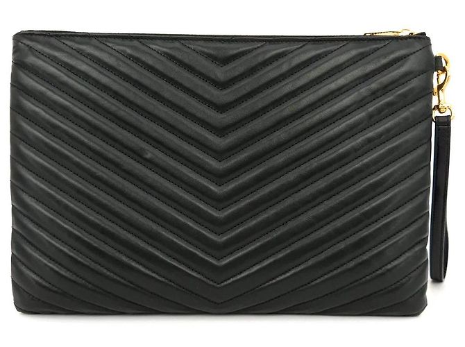 Saint Laurent Clutch Media Nero - vista 2