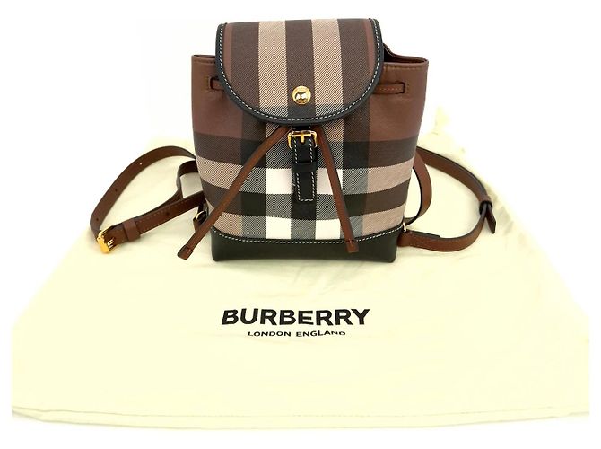 Burberry Canvas Check Micro Backpack Brown - view 10
