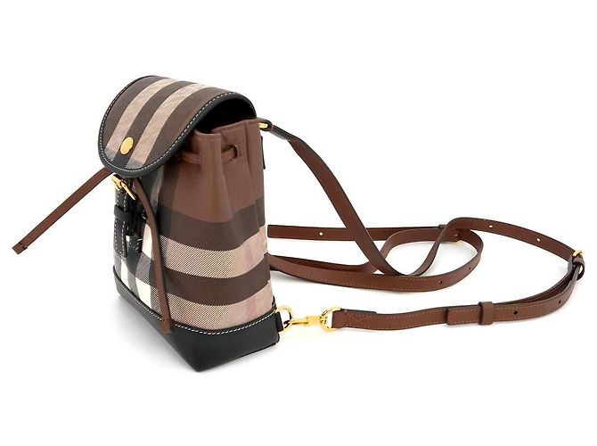 Burberry Canvas Check Micro Backpack Brown - view 2
