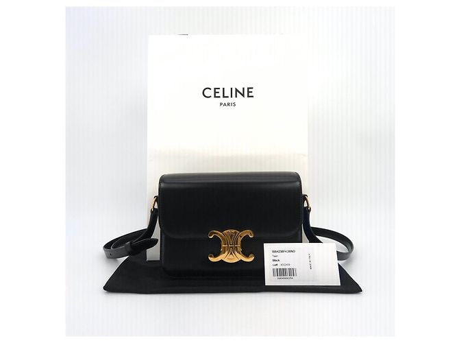 Triomphe Céline Piccola borsa a spalla in pelle lucida Tiny Triope Nero - vista 10