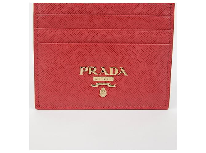 Saffiano Prada Kartenhalter mit Dreieckslogo Rot - Ansicht 3