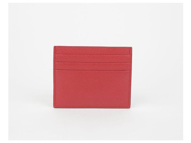 Saffiano Prada Kartenhalter mit Dreieckslogo Rot - Ansicht 4