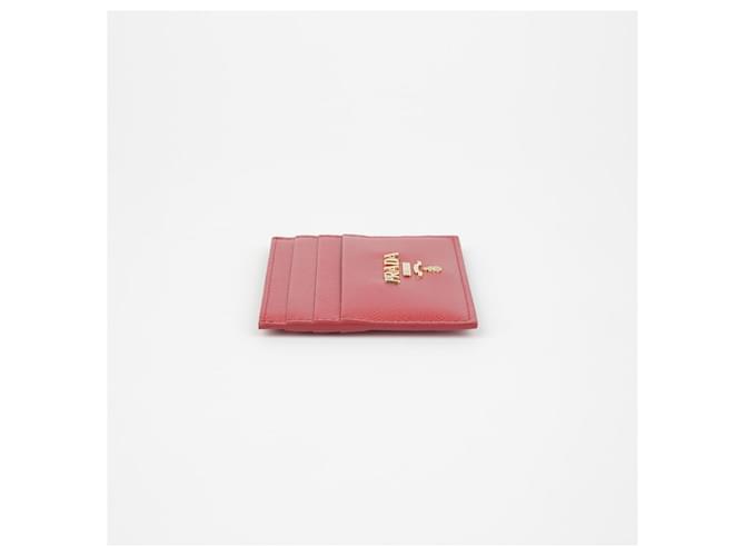 Saffiano Prada Kartenhalter mit Dreieckslogo Rot - Ansicht 5