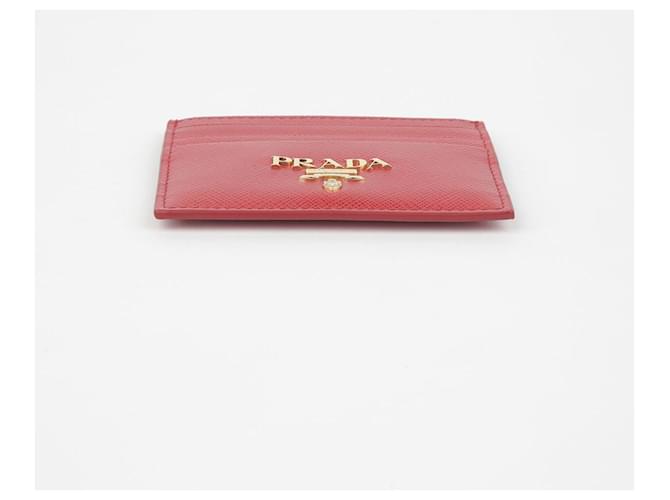 Saffiano Prada Kartenhalter mit Dreieckslogo Rot - Ansicht 6