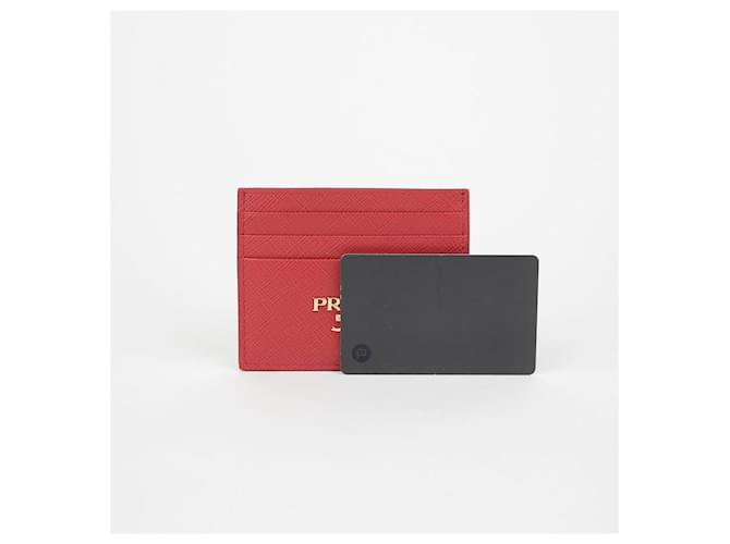 Saffiano Prada Kartenhalter mit Dreieckslogo Rot - Ansicht 8