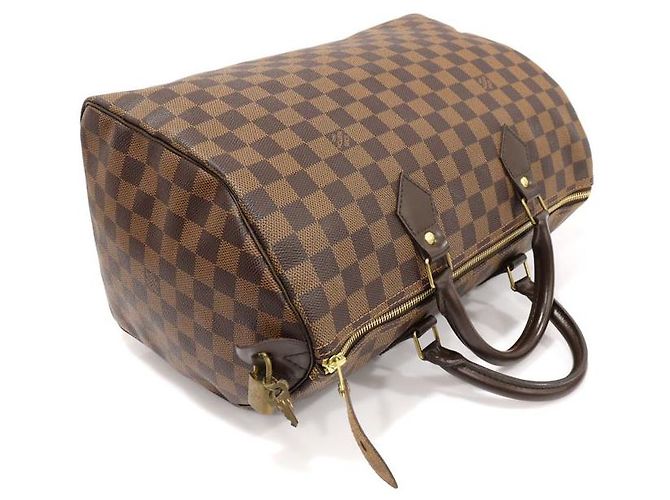 Louis Vuitton Borsa Tote Speedy in Tela Damier Ébène Marrone - vista 3