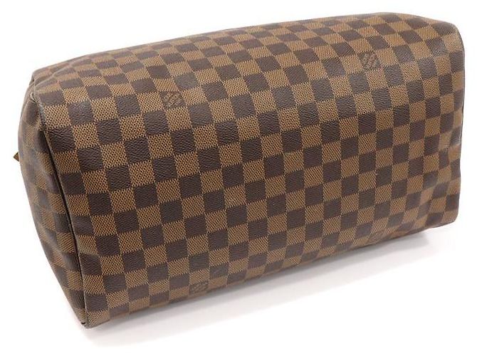 Louis Vuitton Borsa Tote Speedy in Tela Damier Ébène Marrone - vista 4