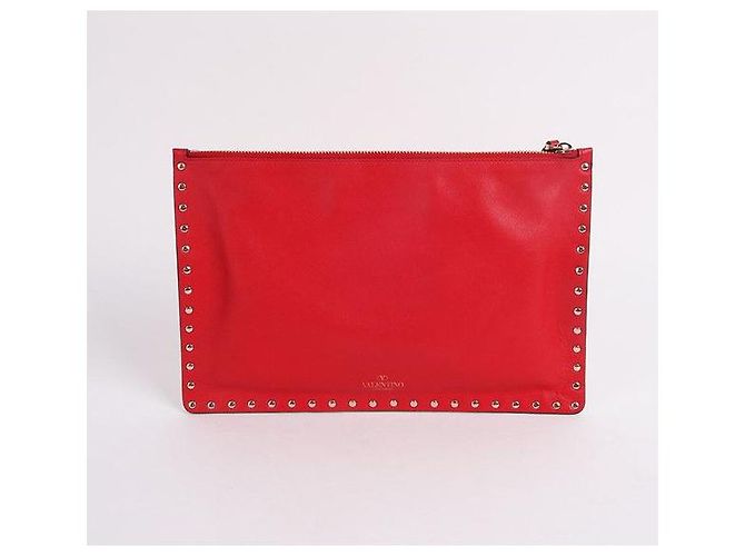 Valentino Borsa Clutch Unisex Rockstud Rossa Rosso - vista 4
