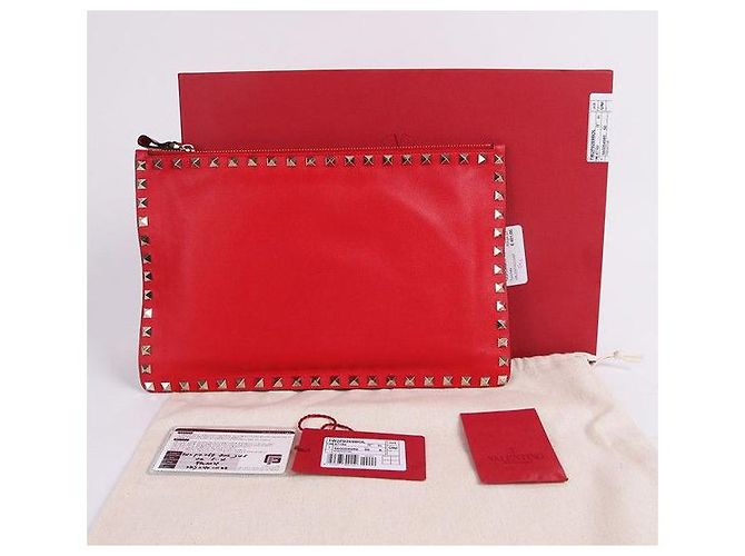 Valentino Borsa Clutch Unisex Rockstud Rossa Rosso - vista 9
