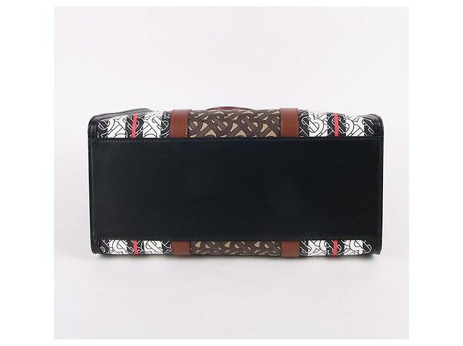 Burberry Borsa a spalla ritratto E-Canvas Stripe Marrone - vista 2