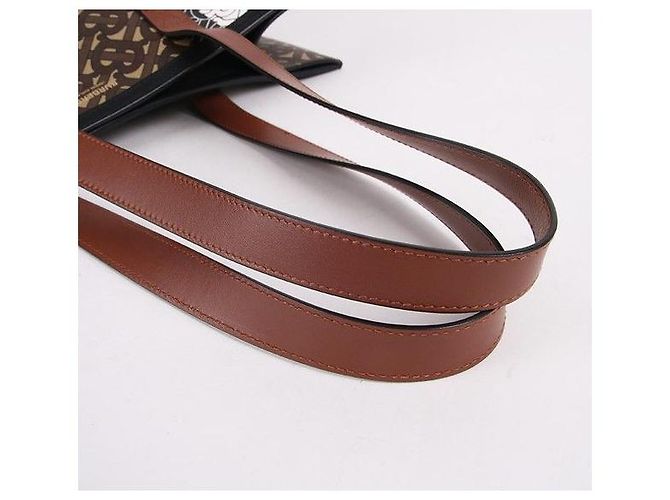 Burberry Borsa a spalla ritratto E-Canvas Stripe Marrone - vista 6