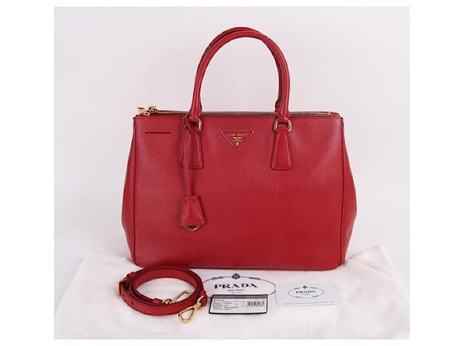Prada Saffiano Double Handle Red Bag Rosso - vista 6