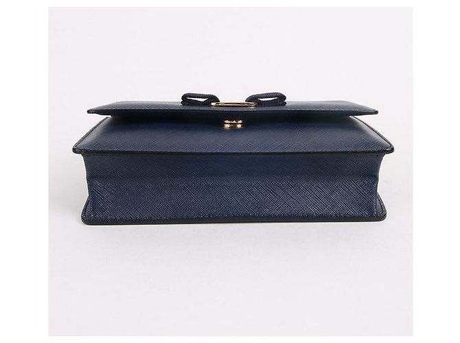 Salvatore Ferragamo Borsa Mini Gini con Nastro Ferragamo Blu Navy - vista 6
