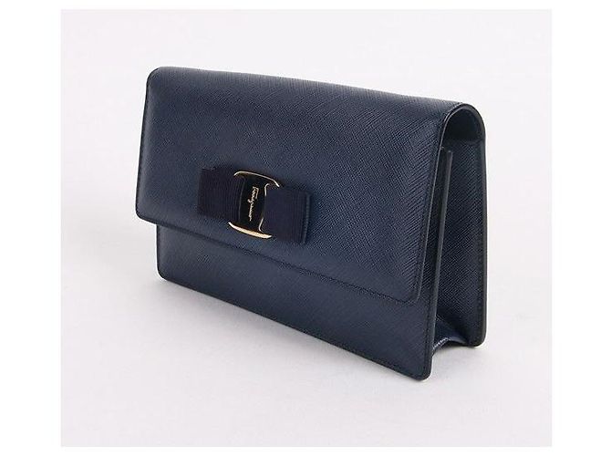Salvatore Ferragamo Borsa Mini Gini con Nastro Ferragamo Blu Navy - vista 8