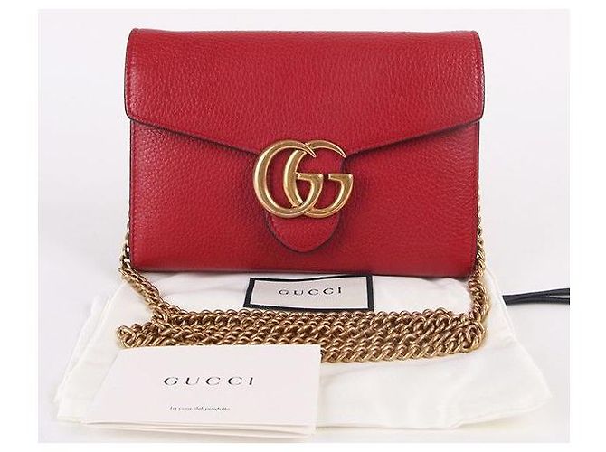 Gucci Borsa a tracolla GG Marmont rossa WOC Rosso - vista 2