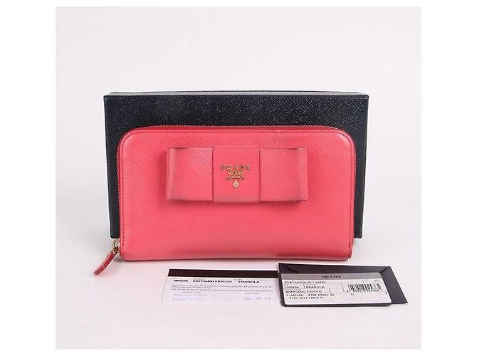 Prada Cartera larga rosa decorada con cinta Saffiano - vista 2