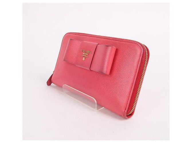 Prada Cartera larga rosa decorada con cinta Saffiano - vista 3