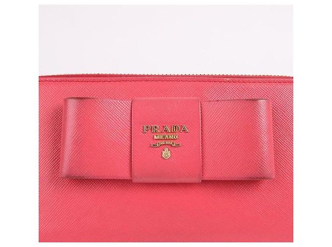 Prada Cartera larga rosa decorada con cinta Saffiano - vista 4